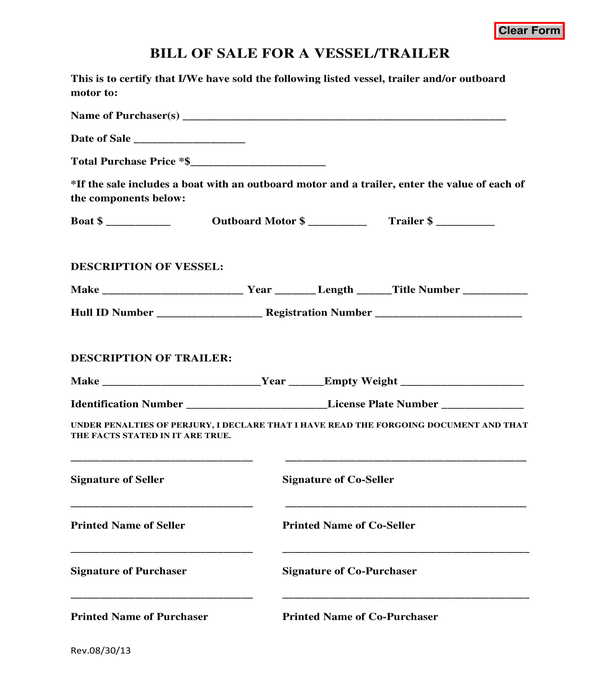 FREE 6+ Boat (Vessel) Bill of Sale Forms in PDF MS Word