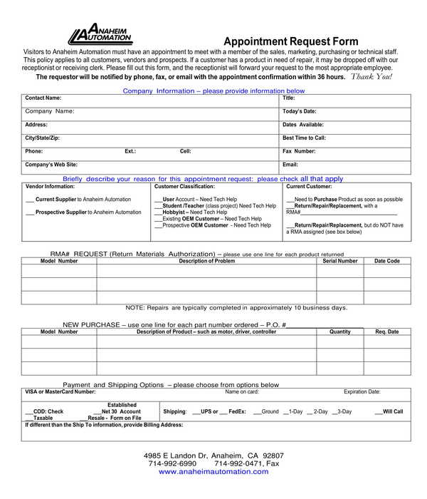 FREE 9+ Appointment Request Forms in PDF MS Word