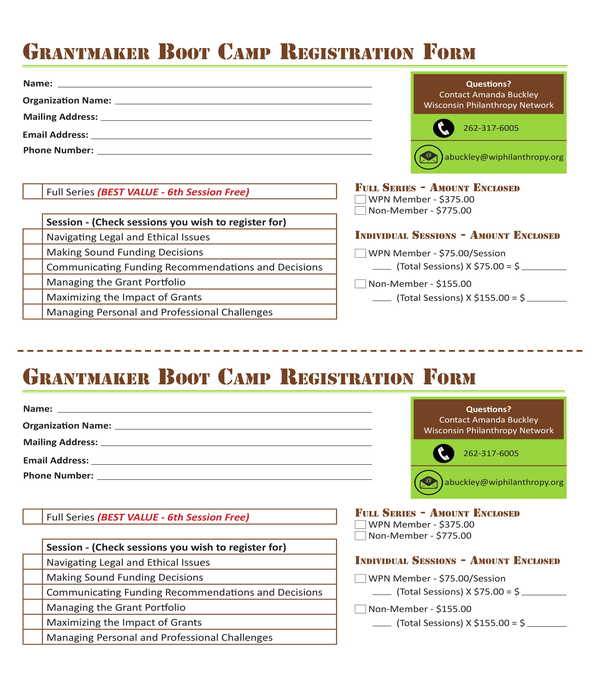 boot camp registration form