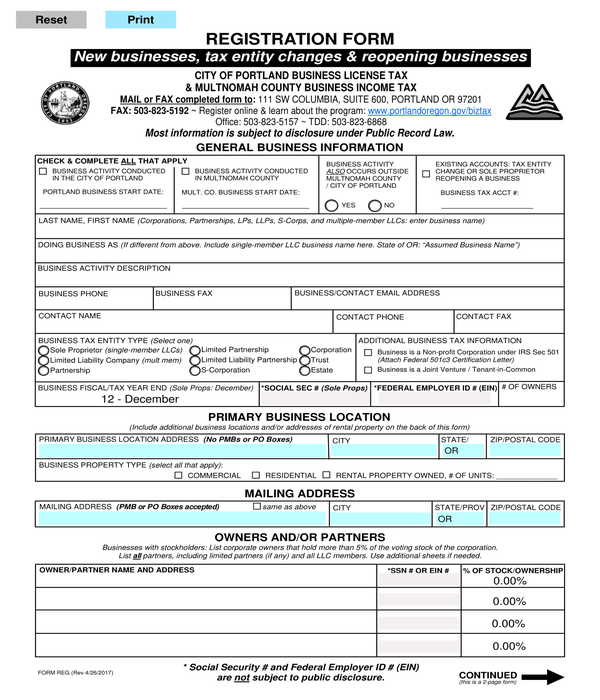 business change reopening registration form