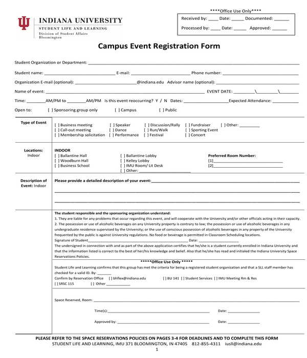 campus event registration form