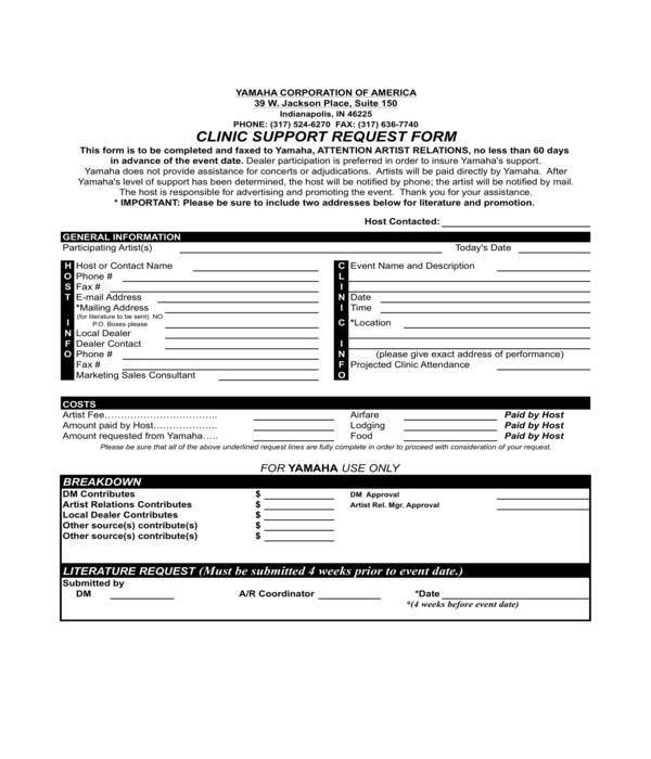 clinic support request form