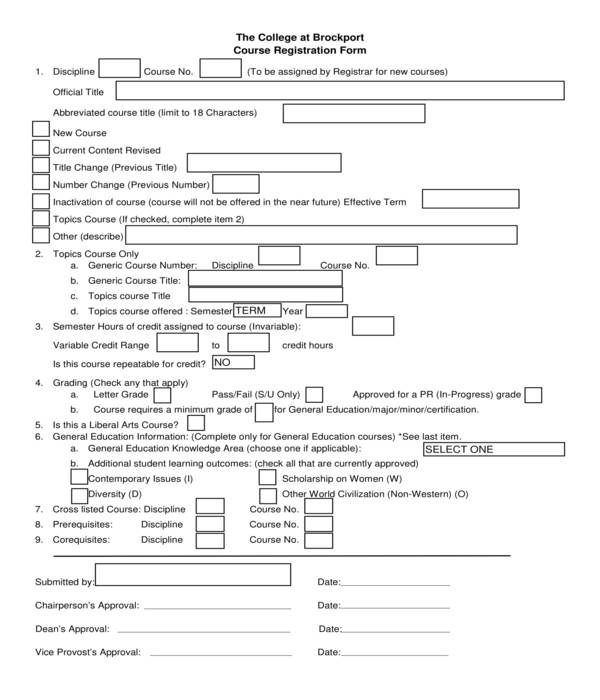 FREE 17+ Course Registration Form Samples, PDF, MS Word, Google Docs, Excel