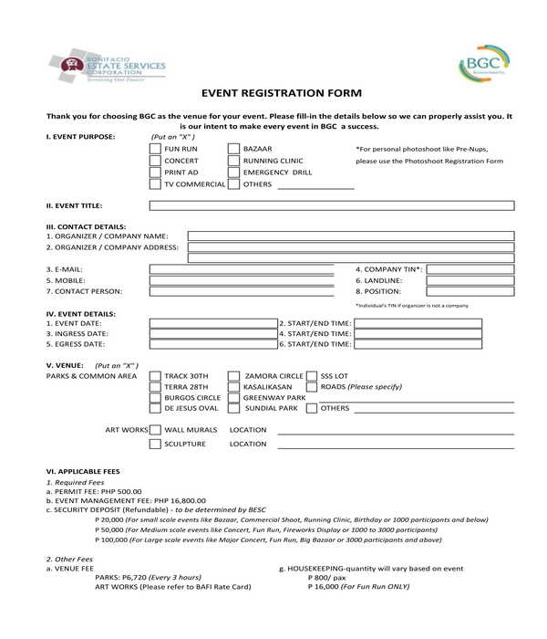 company event registration form