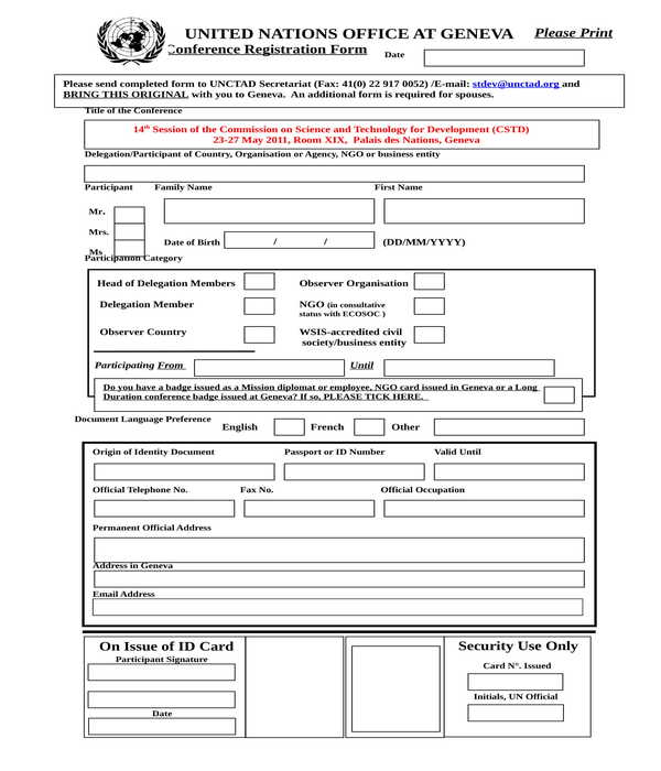 conference registration form in doc