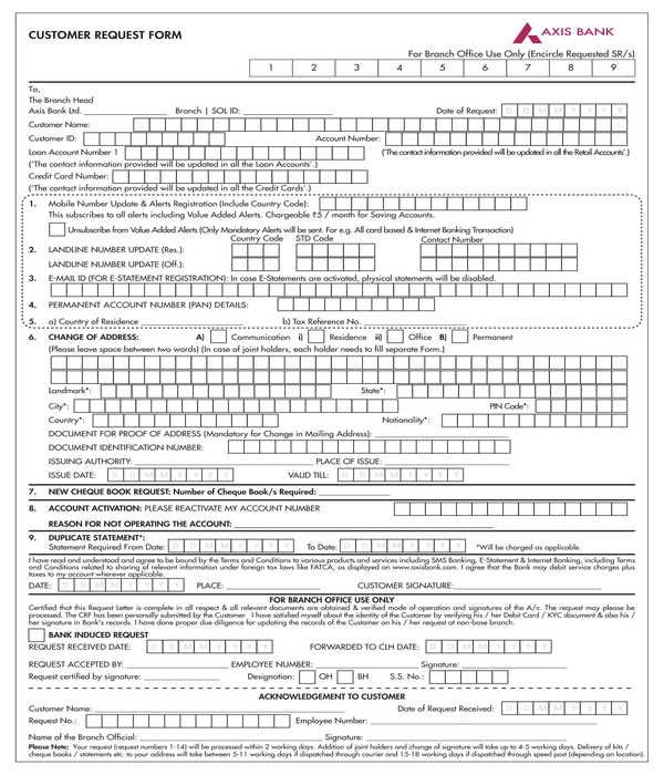 customer request form sample
