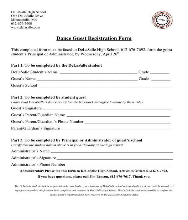 dance guest registration form