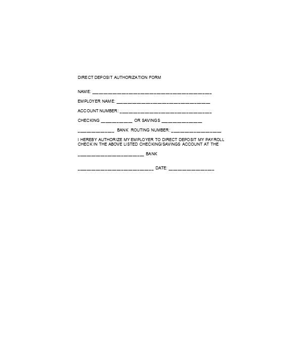 direct service deposit authorization form