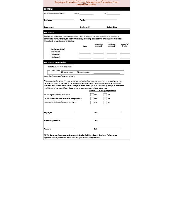employee management evaluation form