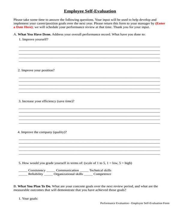FREE 6+ Employee Self-Evaluation Forms in PDF | MS Word ...