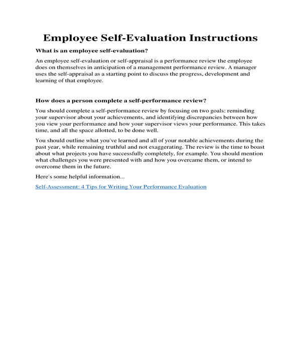 FREE 6 Employee Self Evaluation Forms In PDF MS Word Excel