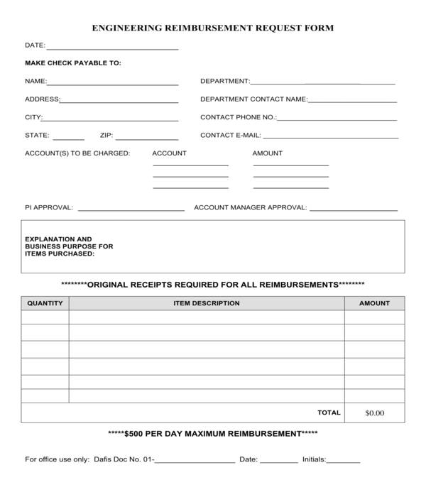 engineering reimbursement request form