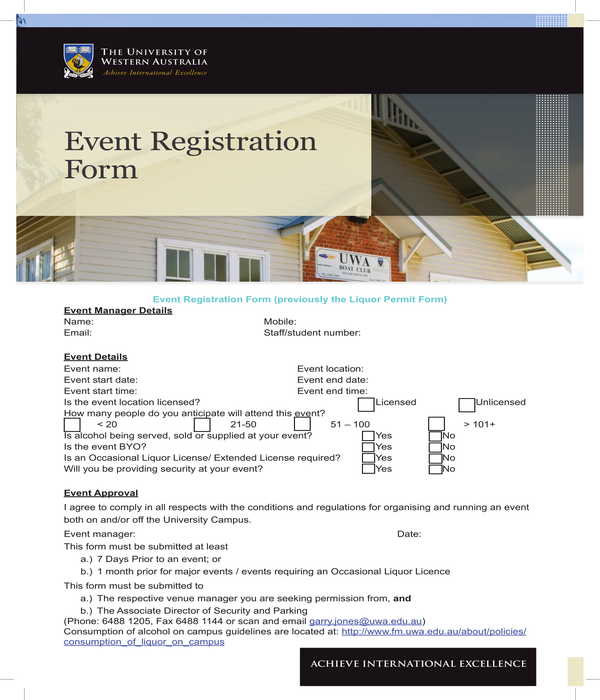 event registration form sample