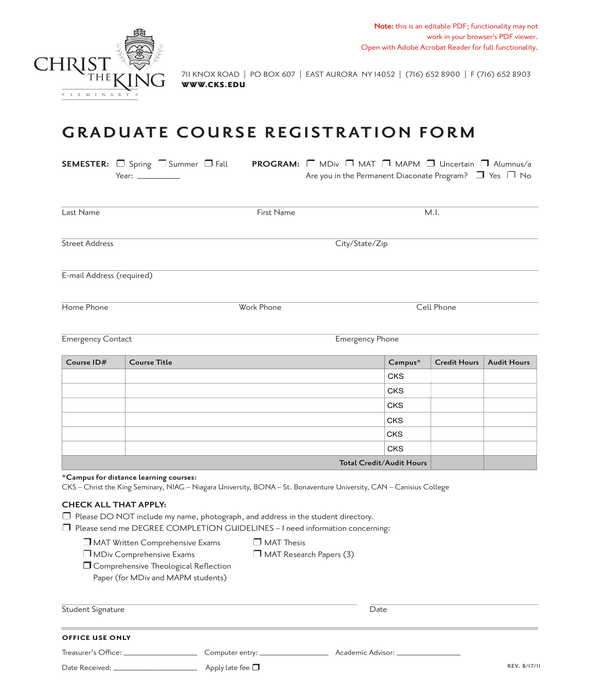 graduate course registration form