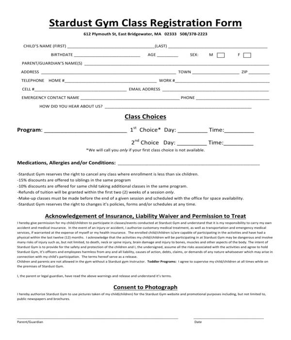 FREE 6 Gym Registration Forms In PDF MS Word