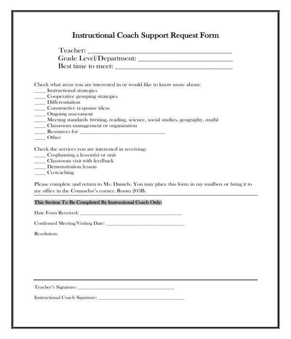 instructional coach support request form