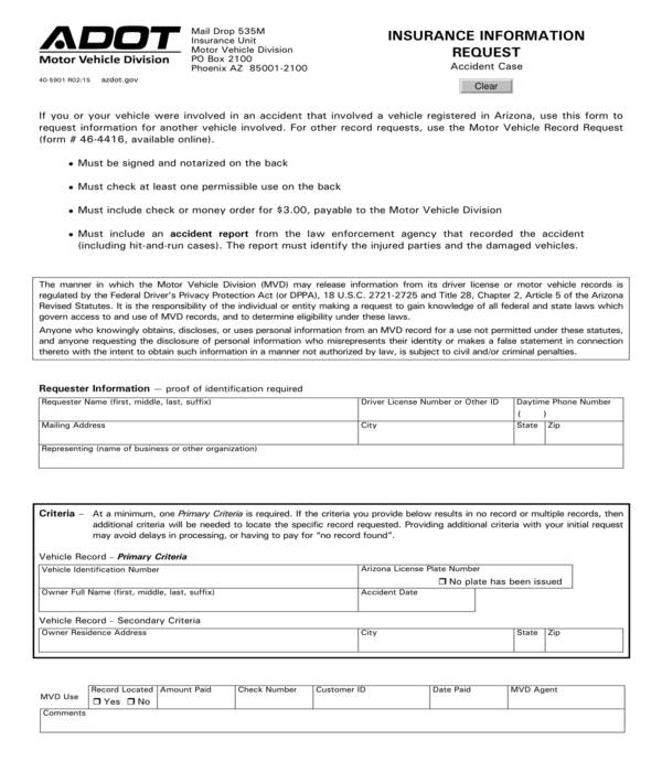 insurance information request form