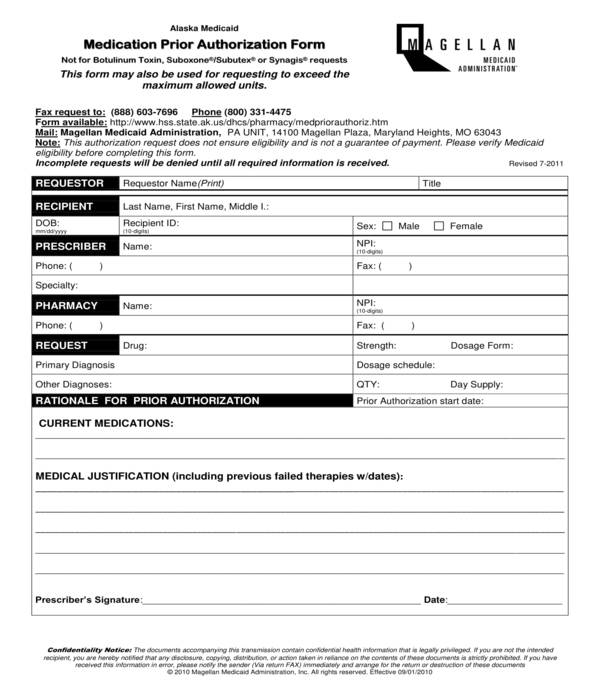 Medication Prior Authorization Request Form Printable Pdf Download 