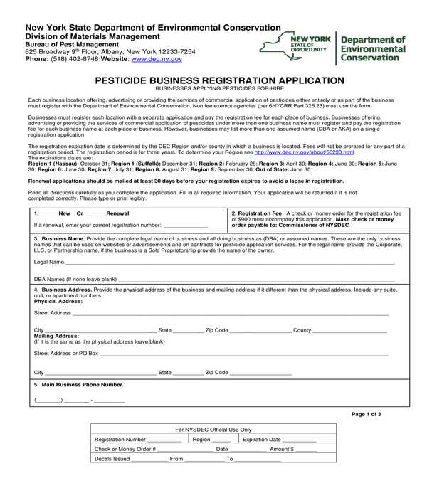 pesticide business registration application form