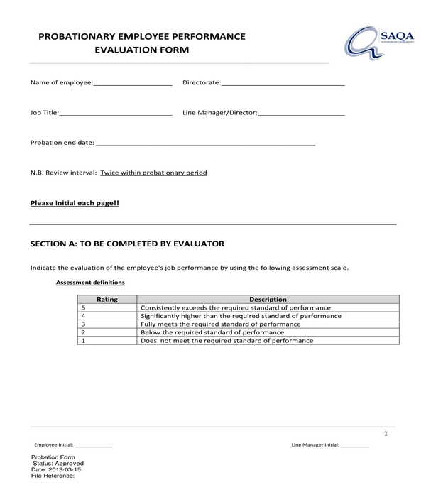 probationary employee evaluation form