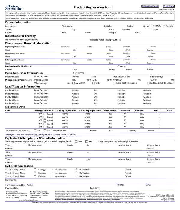 scientific product registration form