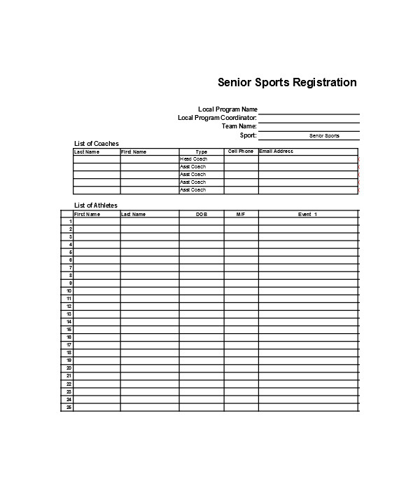 FREE 11 Sports Registration Forms In PDF MS Word Excel