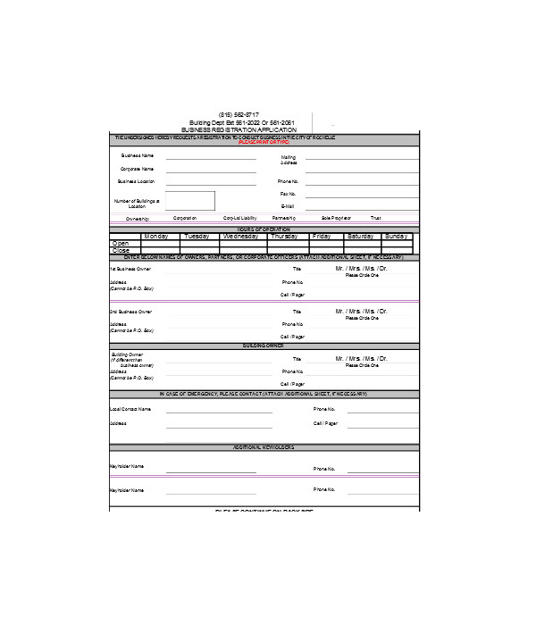 simple business registration form