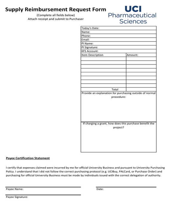 supply reimbursement request form