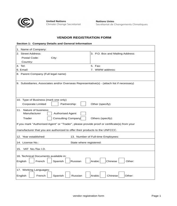 FREE 8+ Vendor Registration Forms in PDF Excel MS Word
