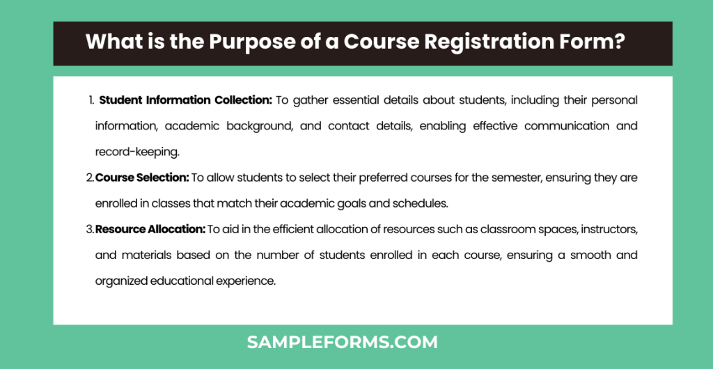 what is the purpose of a course registration form 1024x530