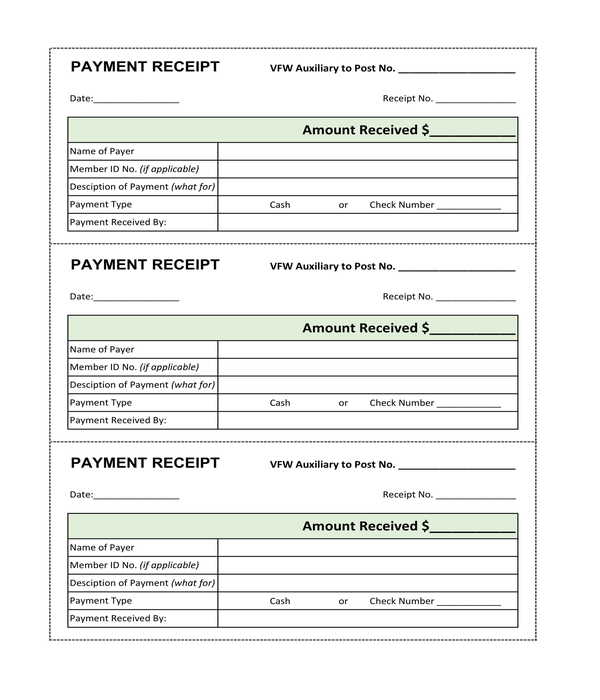 basic cash payment receipt form template