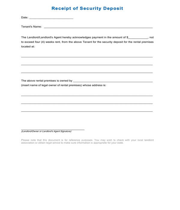 FREE 6 Security Deposit Forms In PDF MS Word