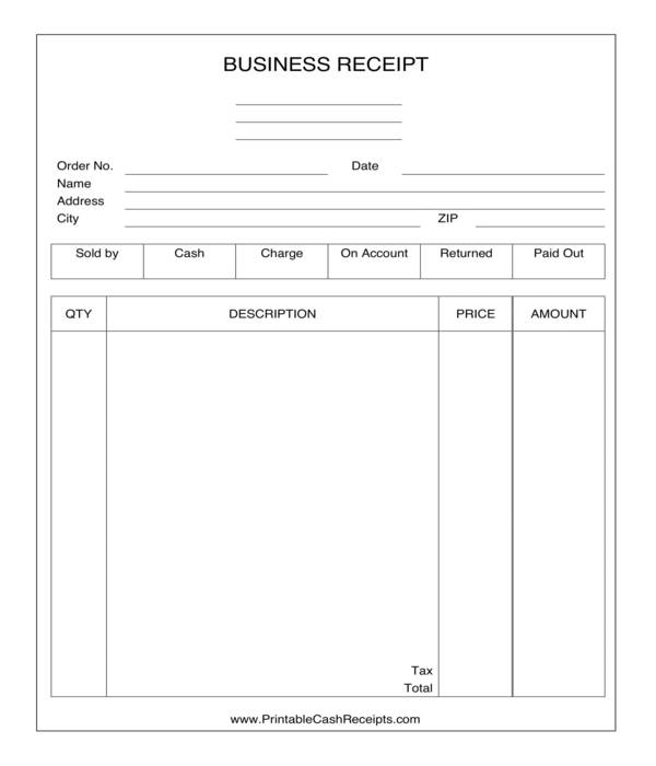 Business Receipt Form Template Stunning Receipt Forms