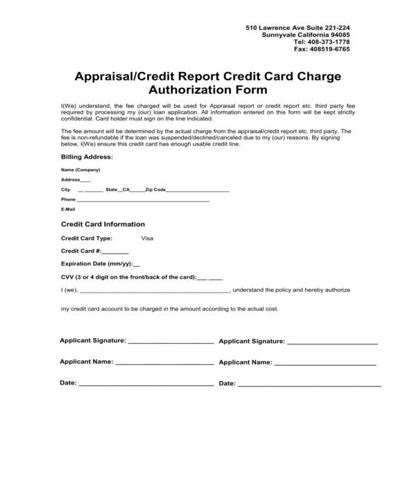 credit report credit card charge authorization form