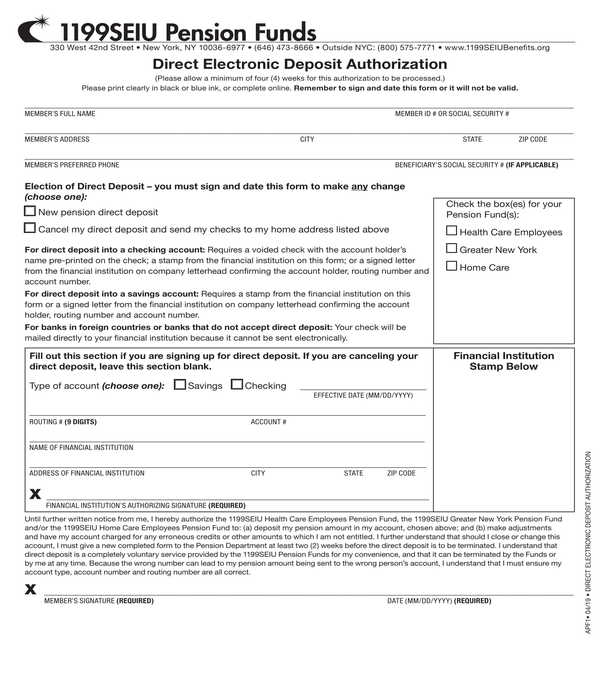direct electronic deposit authorization form