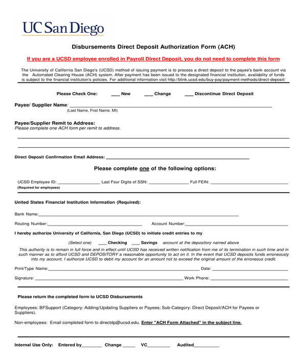 disbursements direct deposit authorization form