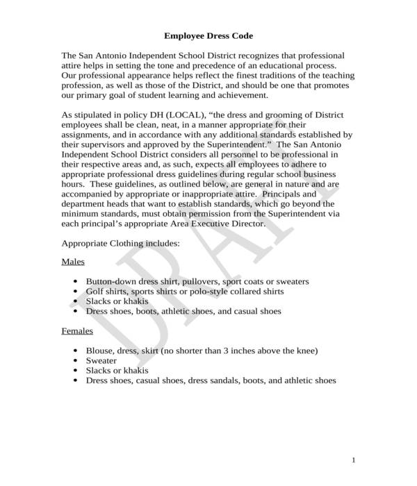 FREE 7+ Employee Dress Code Policy Forms in PDF MS Word