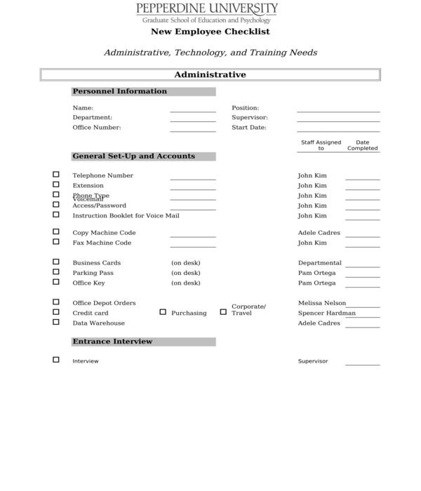 Free 7 Employee Onboarding Checklist Forms In Pdf Ms Word Excel 7865