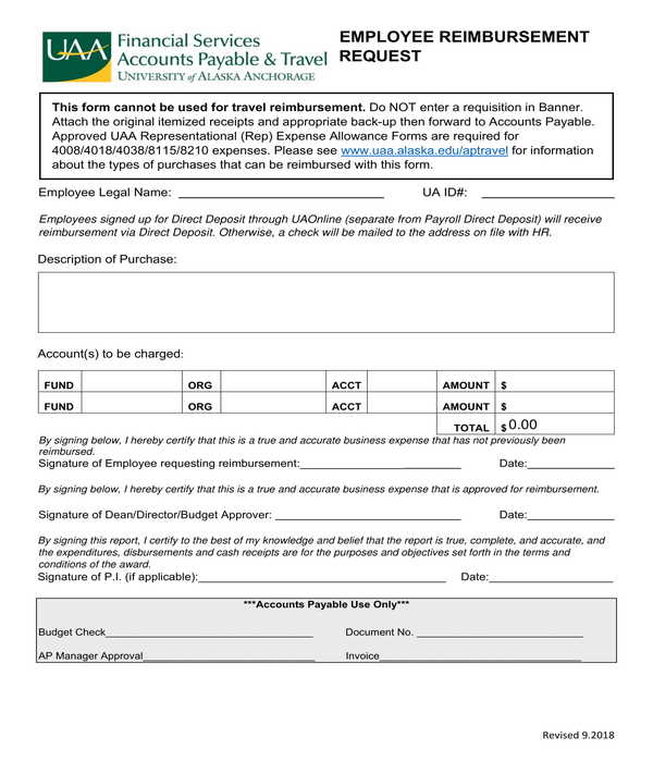 employee reimbursement form sample