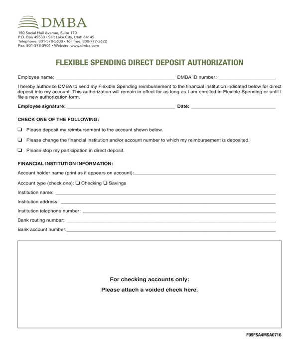 flexible spending direct deposit authorization form