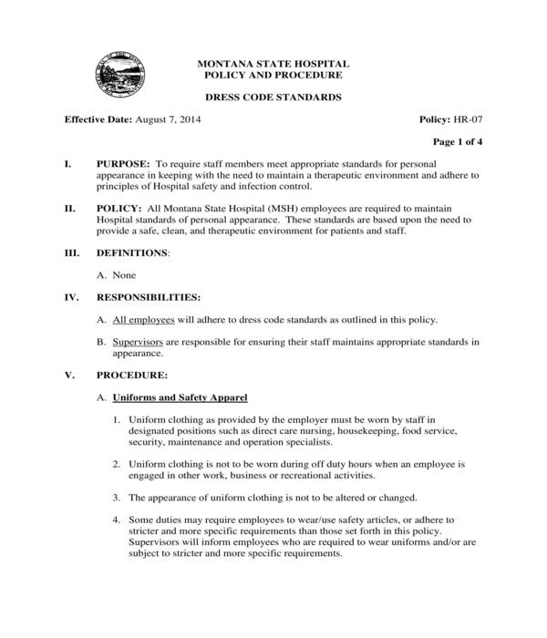 Free 7 Employee Dress Code Policy Forms In Pdf Ms Word