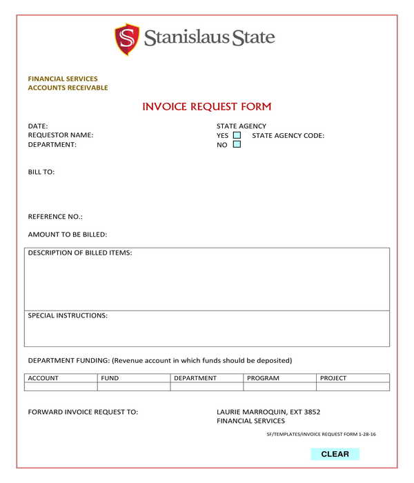 invoice request form sample