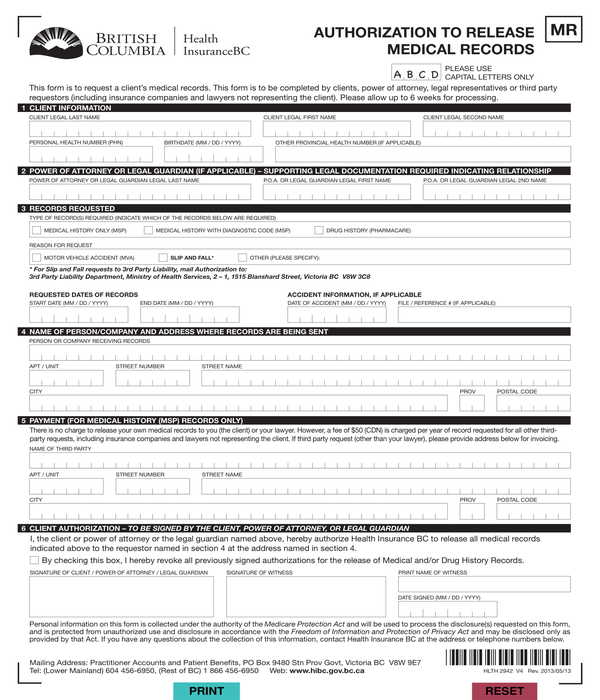 medical records release authoriation form sample