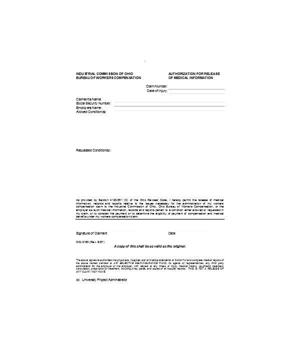 medical release treatment authorization form