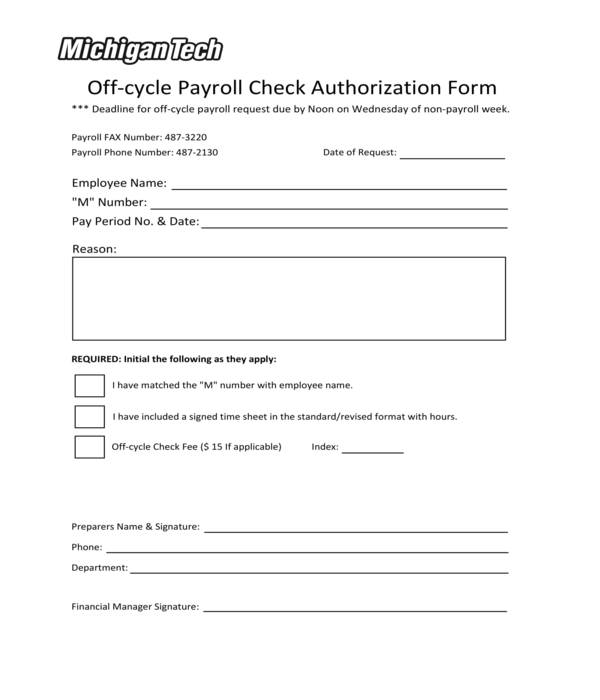 off cycle payroll check authorization form