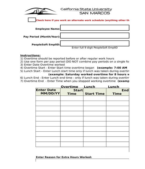 overtime authorization form in xls