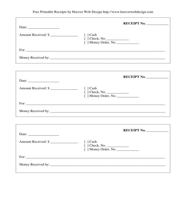 printable business receipt form template