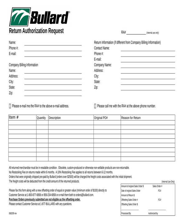 FREE 10+ Return Authorization Forms in PDF MS Word Excel