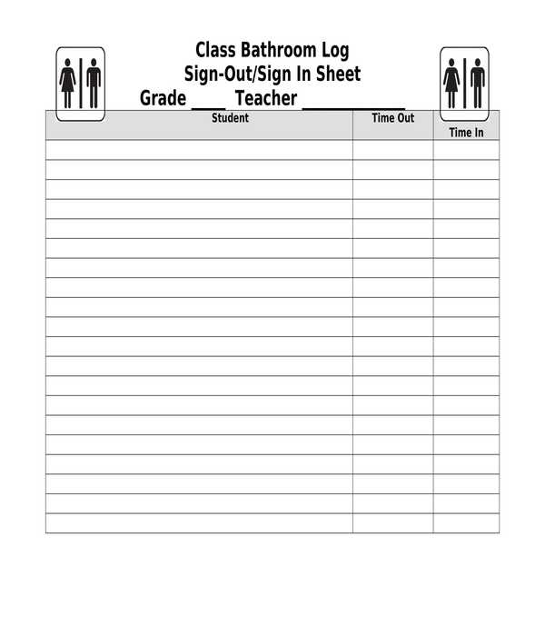 bathroom log sign out in sheet