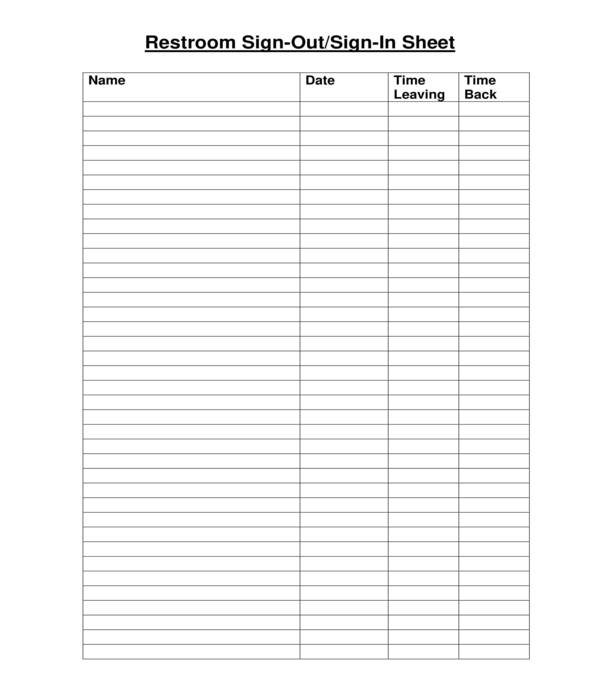 FREE 11+ Bathroom Sign Out Sheet Samples, PDF, MS Word, Google Docs